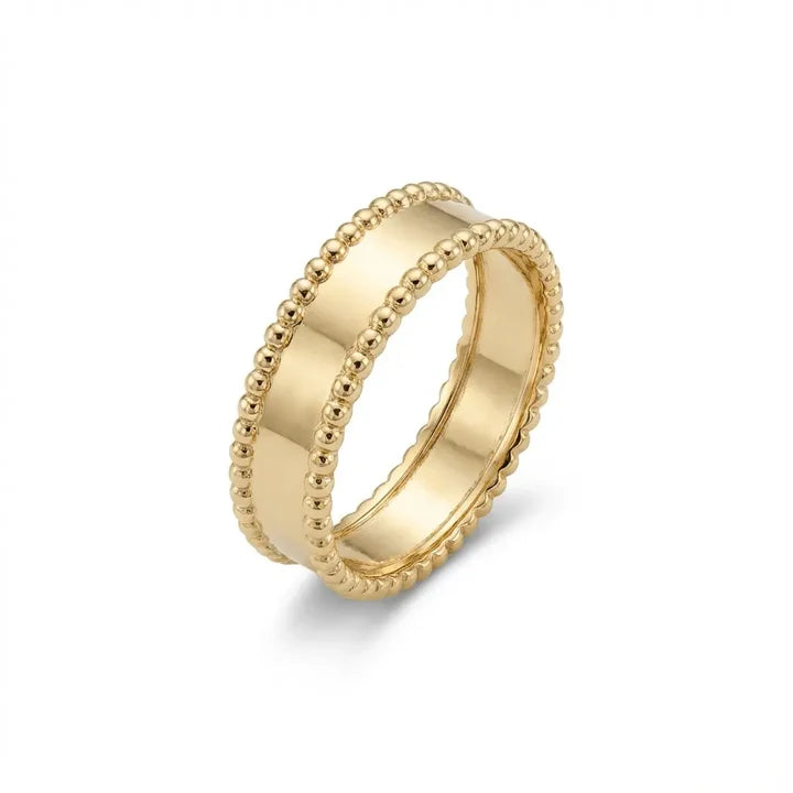 Beaded Edge Classic Solid Gold Band