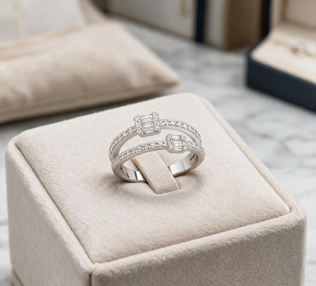 14k White/ Yellow/ Rose Gold Natural Diamond Ring 0.5ct - L&A Twin Mirage