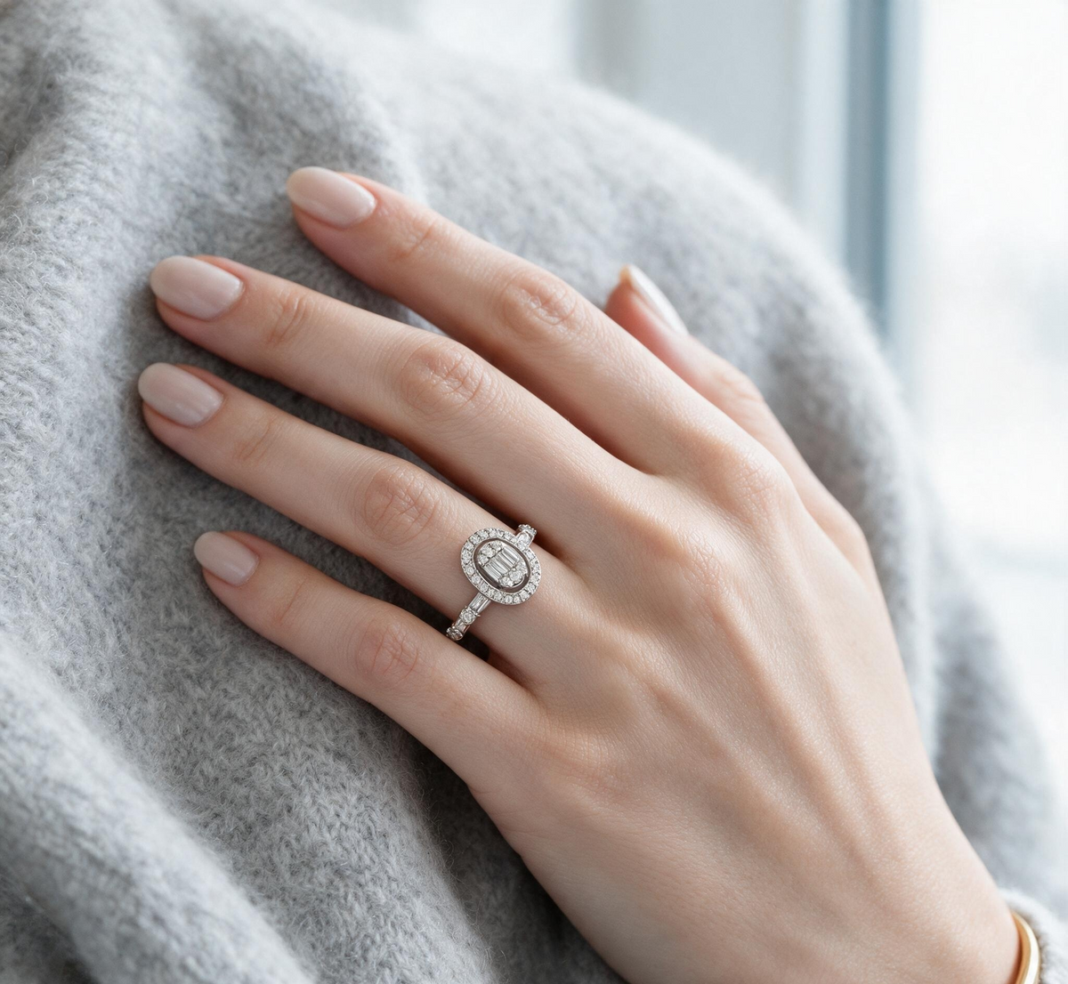 White/Yellow/Rose Gold 14k Engagement Ring Natural Diamonds 0.44ct- L&A Eternal Mirage