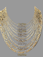 14k Figaro  Gold Chain Necklace (1.85mm - 5.35mm)