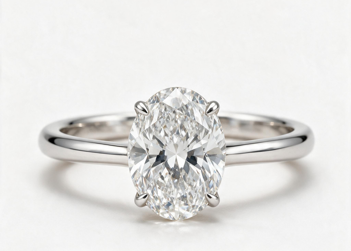 14k Gold Oval Cut Lab-Grown Diamond Ring
