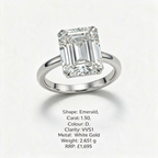 Emerald Cut Lab-Grown Diamond Solitaire Ring in 14K Gold (D/VS1, IGI Certified)