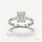 Emerald Cut Lab-Grown Diamond Solitaire Ring in 14K Gold (D/VS1, IGI Certified)