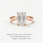 Emerald Cut Lab-Grown Diamond Solitaire Ring in 14K Gold (D/VS1, IGI Certified)