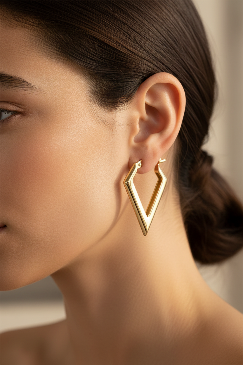 L&A Prism V Earrings 14ct Gold