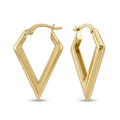 Solid Gold Earrings – Geometric V Shaped Hoop – 14ct Gold
