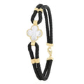 14ct/14K Gold Detail Bracelet – Mother of Pearl Clover Braided