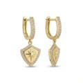 Solid Gold Earrings – Radiant Shield Pavé Drop – 14ct Gold