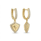 L&A Polaris Shield Earrings Solid 14k Gold