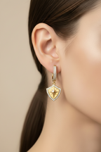 L&A Polaris Shield Earrings Solid 14k Gold
