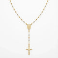 Solid Gold Necklace – Tricolor Rosary Style – 14ct Gold