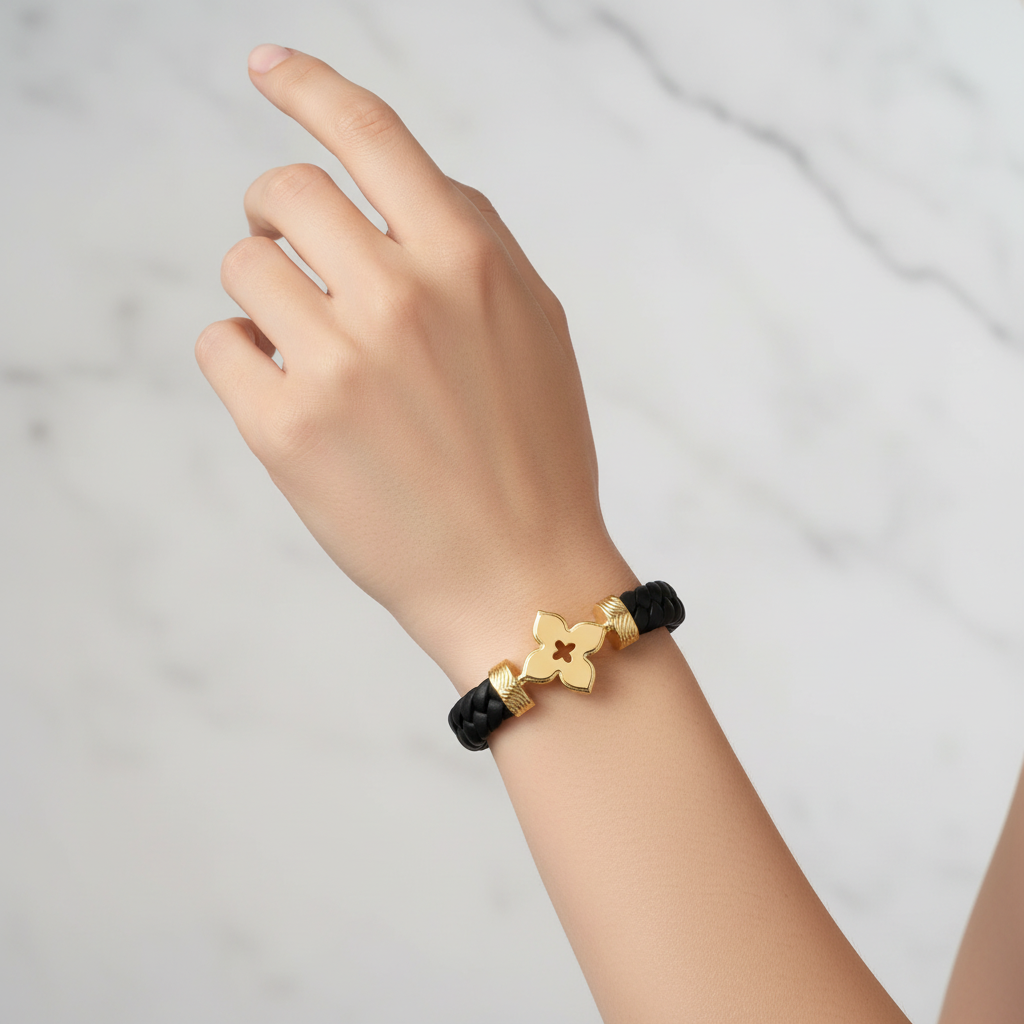 L&A Clover Cord Bracelet 14k Gold