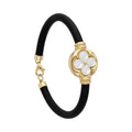 14ct/14K Gold Detail Bracelet – White Clover Black