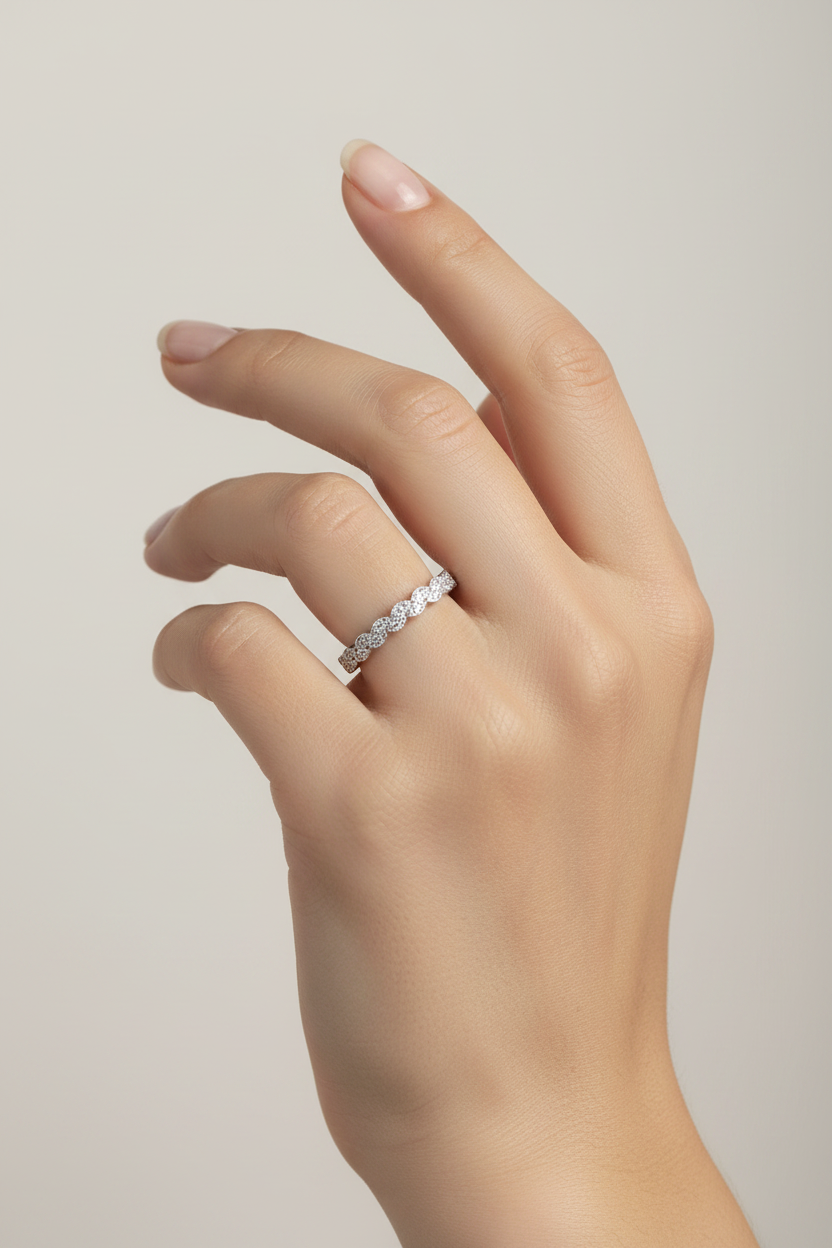 14k  Engagement Ring Natural Diamonds - L&A Ripple of Light Diamond Ring