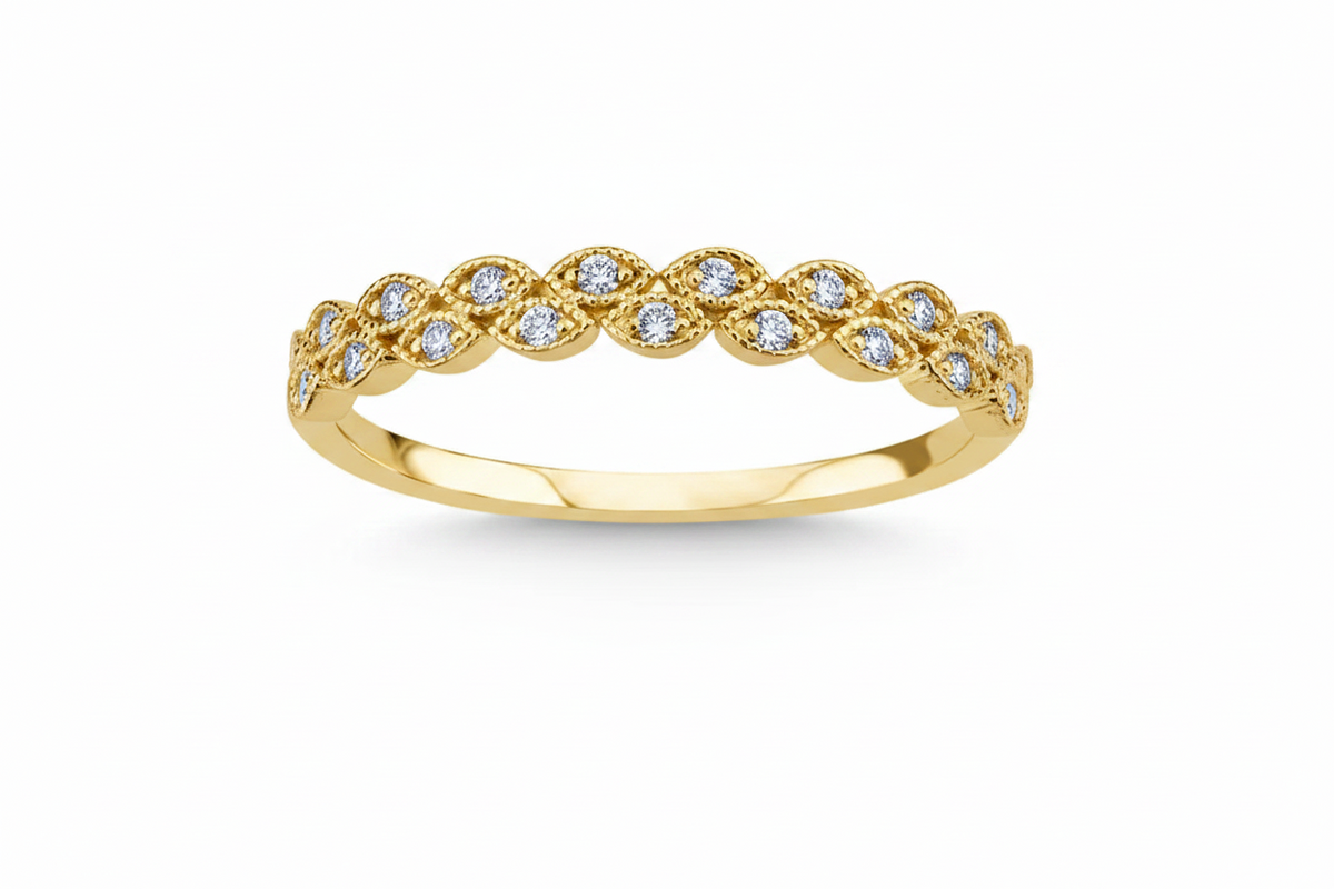 14k  Engagement Ring Natural Diamonds - L&A Ripple of Light Diamond Ring