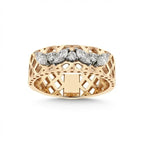L&A Lattice Crown 14K Gold  Diamond Band Ring