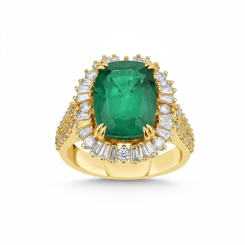L&A Emerald Empress Diamond Statement Ring