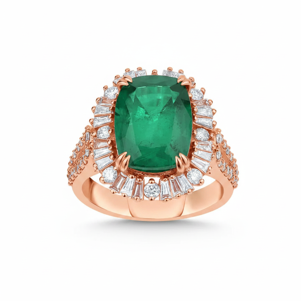 L&A Emerald Empress Diamond Statement Ring