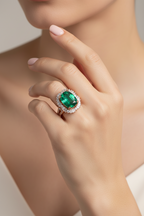 L&A Emerald Empress Diamond Statement Ring