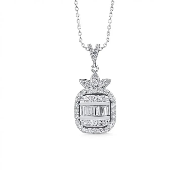 L&A Pineapple Halo Pendant 14K Gold