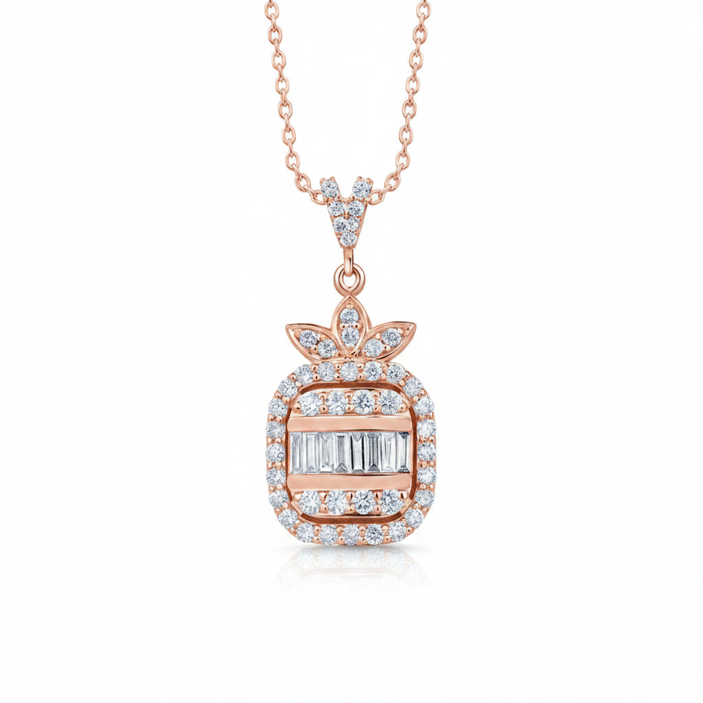 L&A Pineapple Halo Pendant 14K Gold