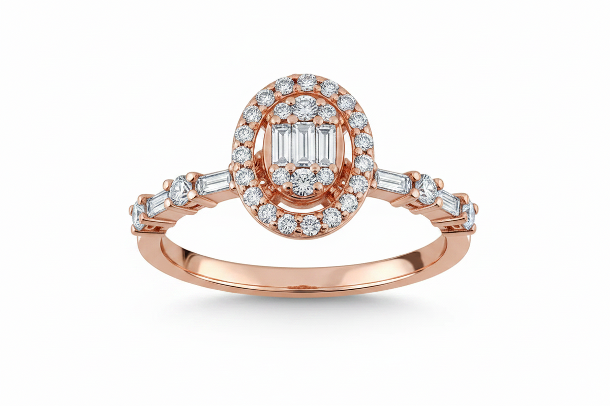 White/Yellow/Rose Gold 14k Engagement Ring Natural Diamonds 0.44ct- L&A Eternal Mirage
