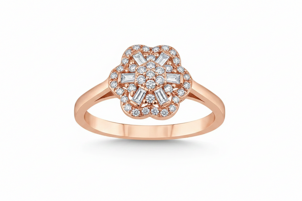 14k  Engagement Ring Natural Diamonds -L&A Fleur Mirage