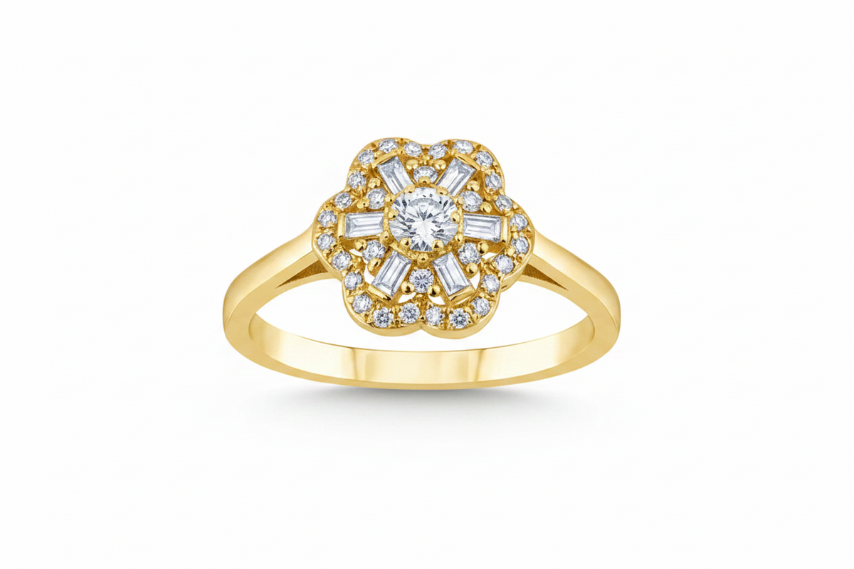 14k  Engagement Ring Natural Diamonds -L&A Fleur Mirage