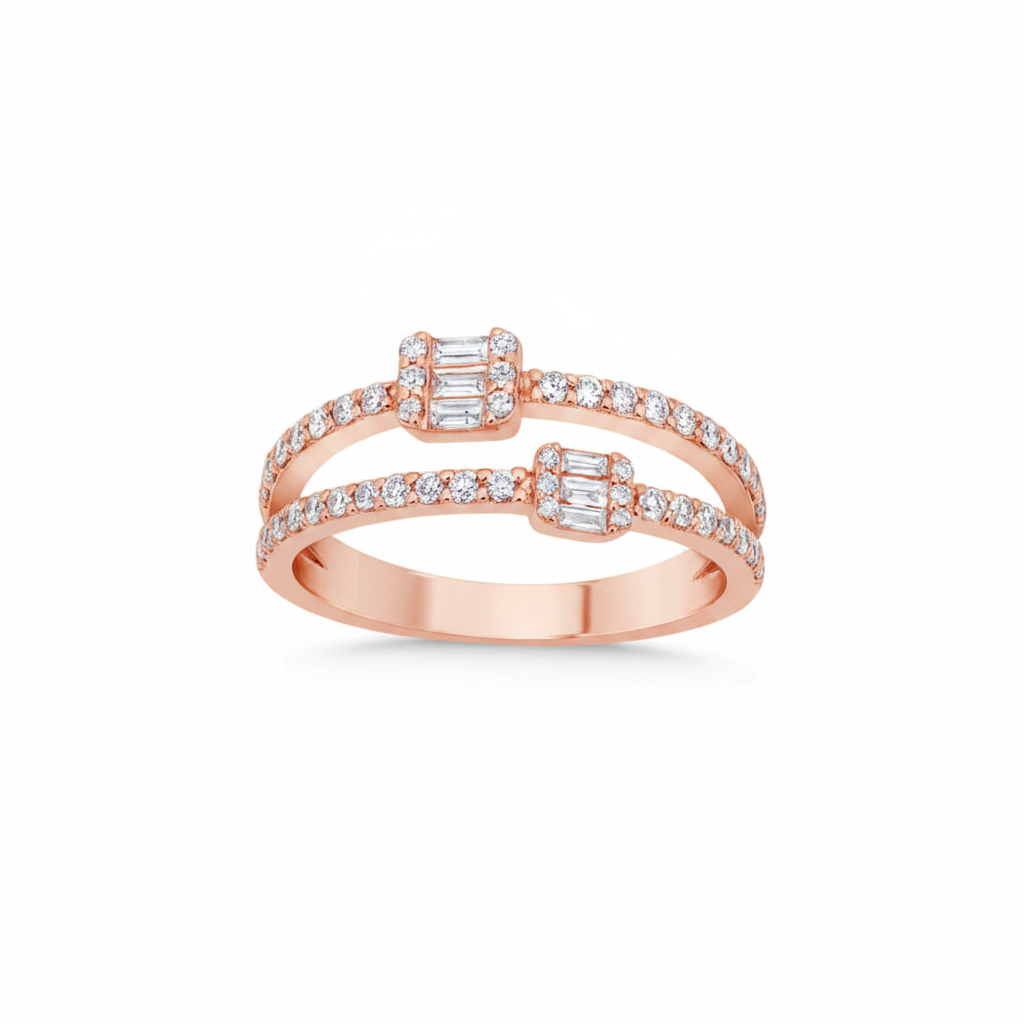 14k White/ Yellow/ Rose Gold Natural Diamond Ring 0.5ct - L&A Twin Mirage