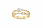 14k White/ Yellow/ Rose Gold Natural Diamond Ring 0.5ct - L&A Twin Mirage