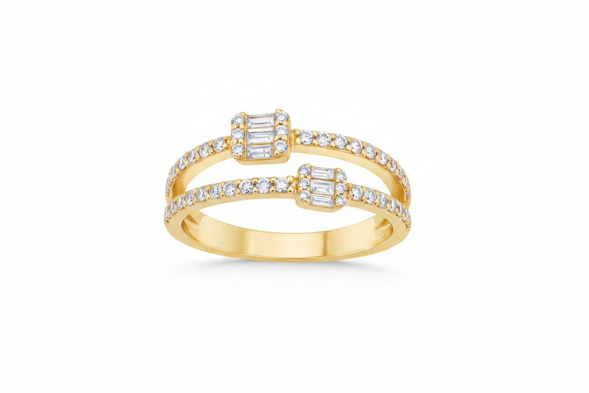 14k White/ Yellow/ Rose Gold Natural Diamond Ring 0.5ct - L&A Twin Mirage
