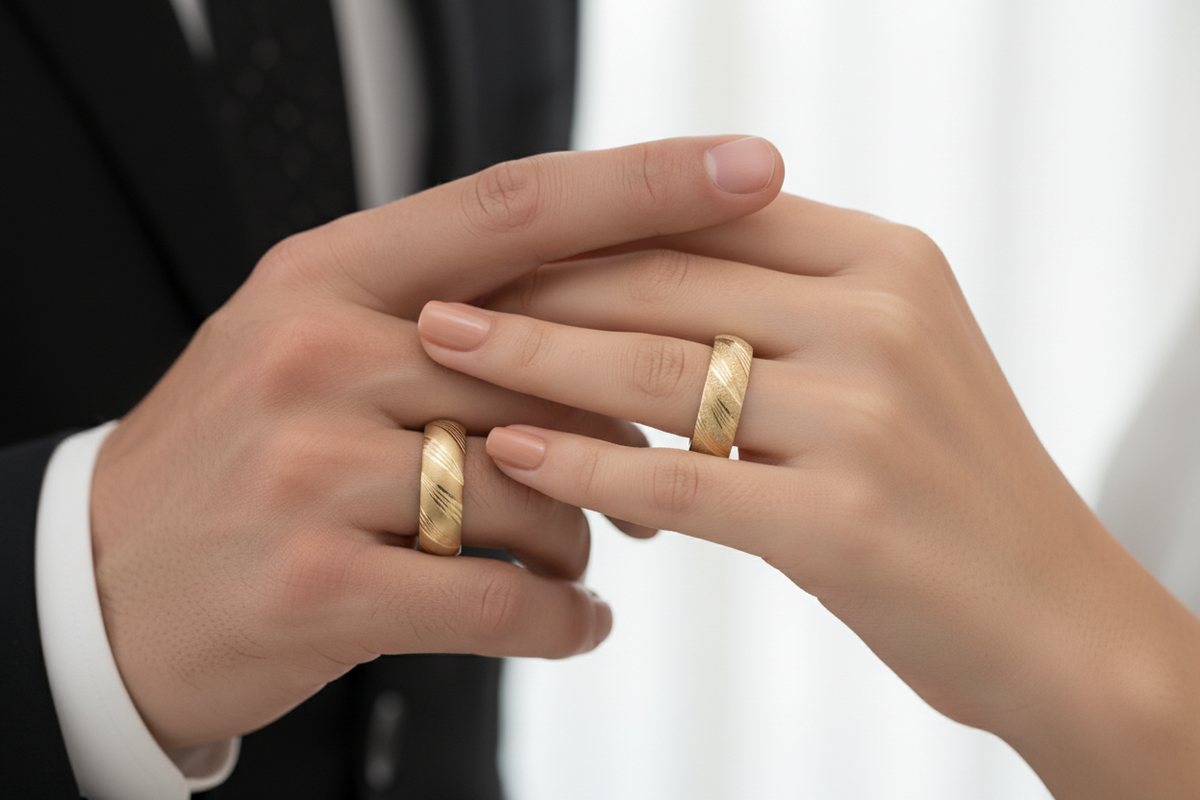 6mm L&A Velvet Ray Wedding Band 18ct Gold
