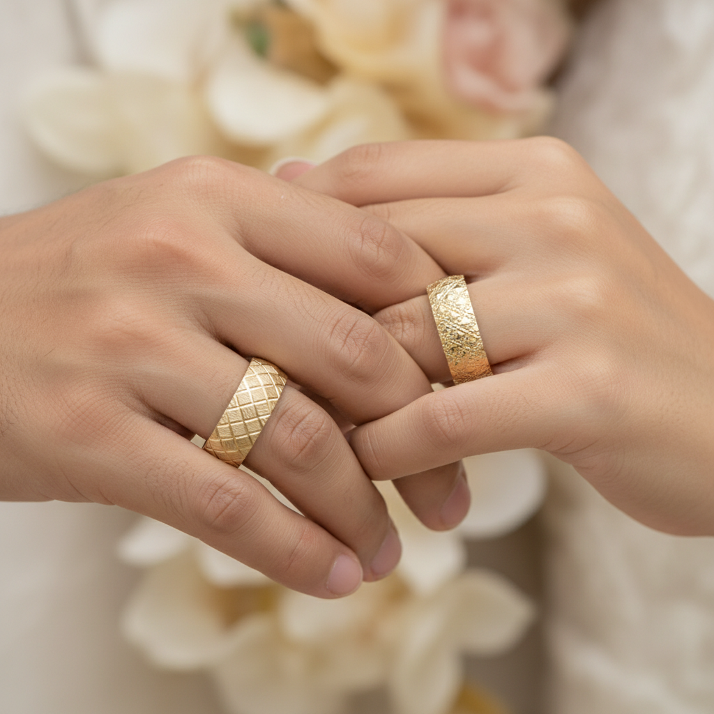 7mm Gold L&A CrossWeave Wedding Band 18ct Gold