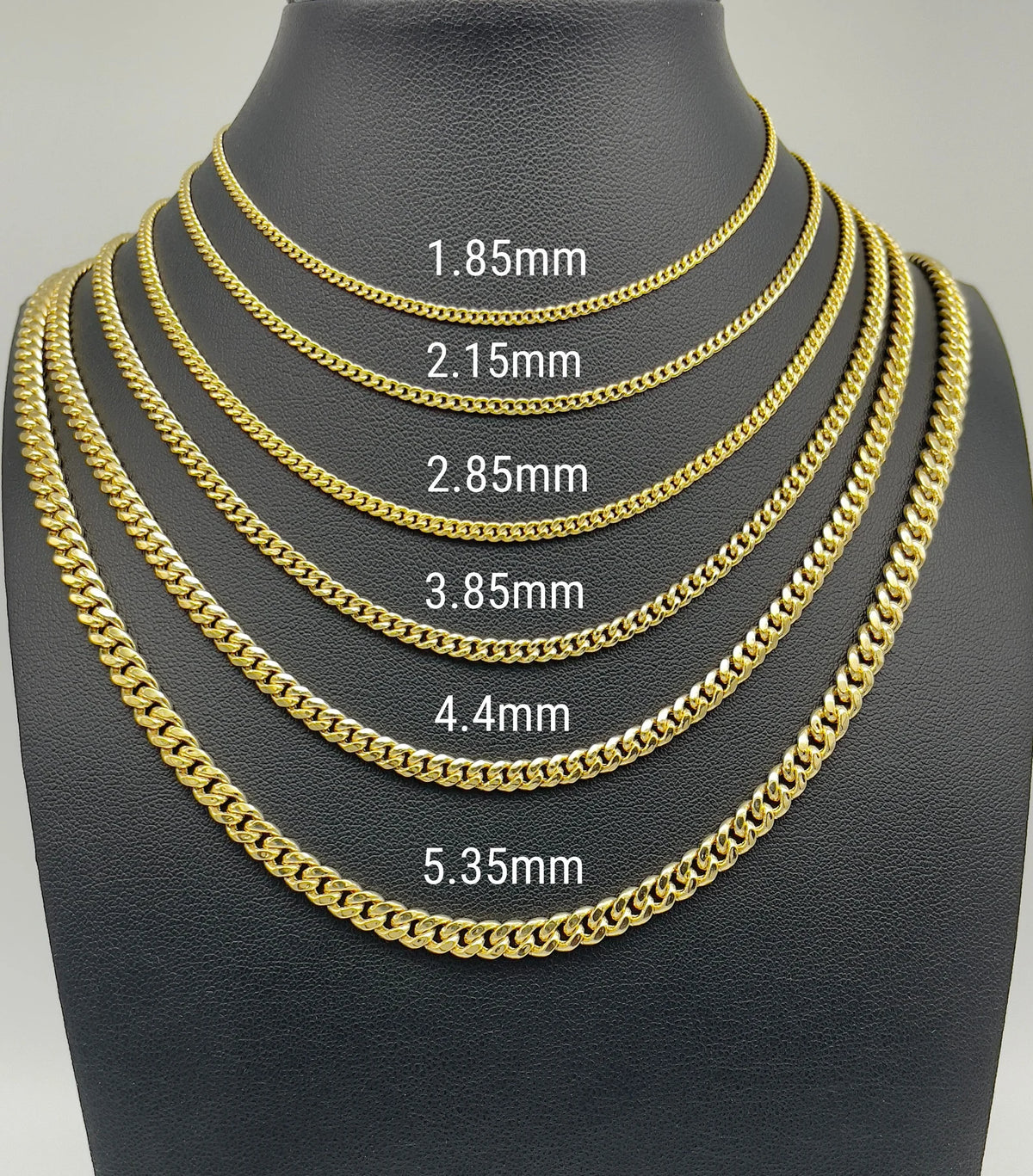 14k Miami Cuban Link Gold Chain Necklace (1.85mm - 5.35mm)