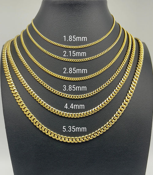 14k Miami Cuban Link Gold Chain Necklace (1.85mm - 5.35mm)