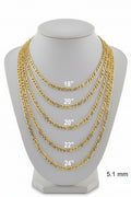 14k Figaro  Gold Chain Necklace (1.85mm - 5.35mm)